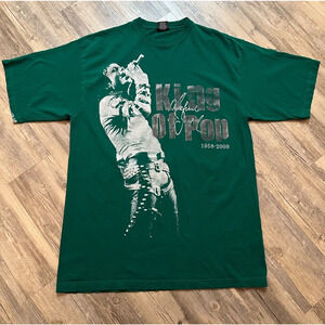 Y2K Michael Jackson T-Shirt Mens 2XL Green King Of Pop Short Sleeve Hippo